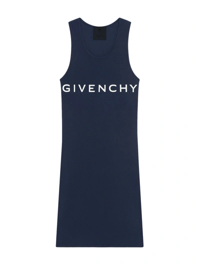Givenchy Short Tank Dress With Logo Detail In Blu