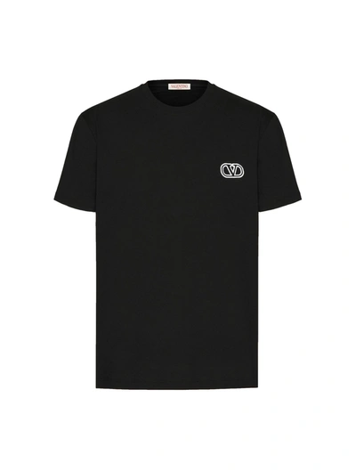Valentino Vlogo-embroidered T-shirt In Black