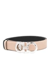 Ferragamo Gancini Reversible Leather Belt In Pink & Purple