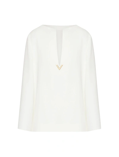 Valentino Cady Couture Top Woman Ivory 38 In Nude & Neutrals