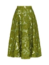 Valentino Rose-brocade Midi Skirt In Green