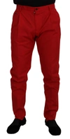 DOLCE & GABBANA DOLCE & GABBANA RED COTTON SLIM FIT TROUSERS CHINOS MEN'S PANTS