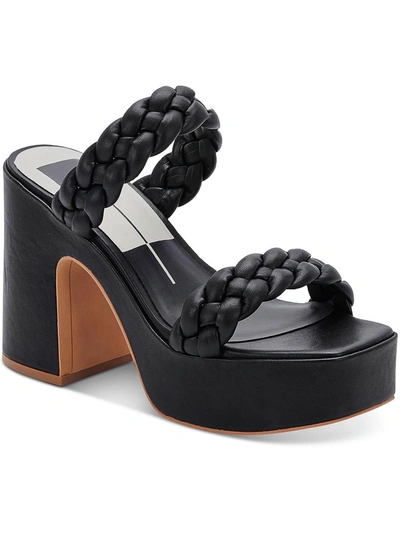 Dolce Vita Wiley Womens Faux Leather Slip-on Platform Sandals In Black