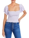 CHASER WOMENS SMOCKED SQUARE-NECK PULLOVER TOP