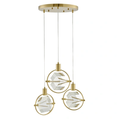 Finesse Decor Hollywood Cube 3 Light Pendant In Gold