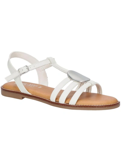 Bella Vita Vue Italy Womens Ankle Strap Flat Slingback Sandals In White