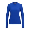 Hugo Boss Crew-neck Ribbed Sweater In Stretch Fabric In Blue