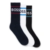 Hugo Boss Men's Three-pack Of Short Socks With Stripes And Logo In Multi