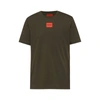 Hugo Boss Regular-fit Cotton T-shirt With Red Logo Label In Dark Green