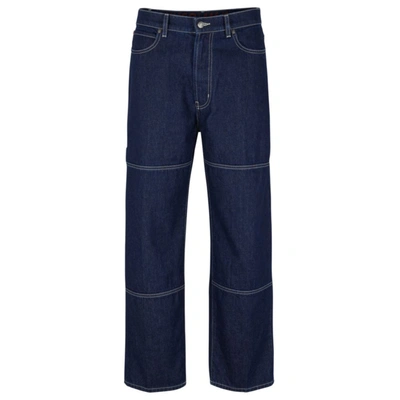 Hugo Regular-fit Jeans In Blue Denim With Contrast Stitching