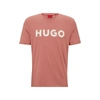 Hugo Cotton-jersey Regular-fit T-shirt With Contrast Logo In Pink
