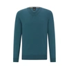 HUGO BOSS V-NECK SWEATER IN COTTON WITH EMBROIDERED LOGO