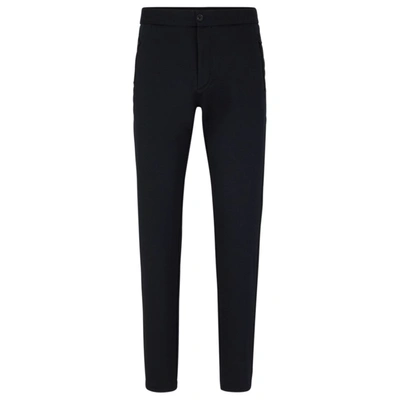 Hugo Boss Slim-fit Trousers In Stretch Twill In Dark Blue