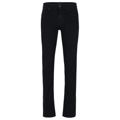 Hugo Boss Slim-fit Jeans In Dark-blue Comfort-stretch Denim In Black 003