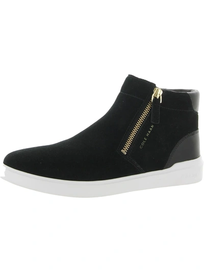Cole Haan Grand Crosscourt Side Zip Womens Suede High-top Casual And Fashion Sneakers In Black