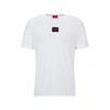 Hugo Regular-fit Cotton T-shirt With Red Logo Label In White