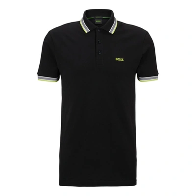 Hugo Boss Cotton Polo Shirt With Logo In Black