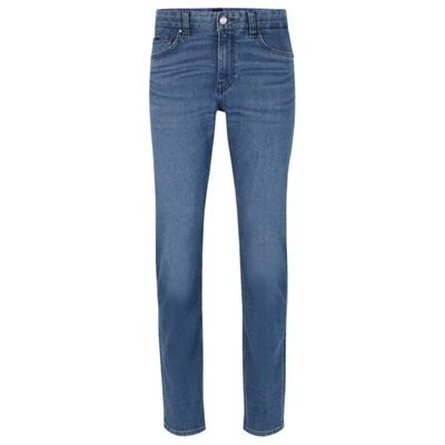 Hugo Boss Slim-fit Jeans In Blue Comfort-silk Denim In Dark Blue