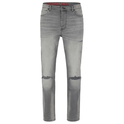 Hugo Boss Tapered-fit Jeans In Light-gray Comfort-stretch Denim In Light Grey
