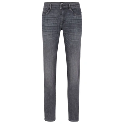 Hugo Boss Slim-fit Jeans In Lightweight Grey Comfort-stretch Denim