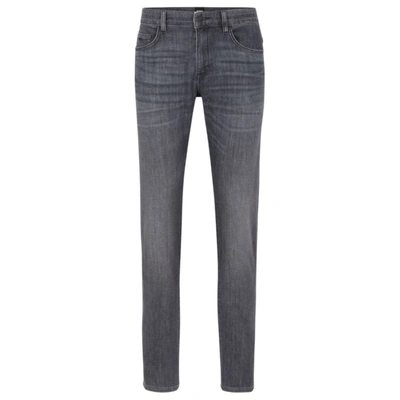 Hugo Boss Slim-fit Jeans In Lightweight Gray Comfort-stretch Denim In Grey