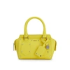 Hugo Boss Grained-leather Mini Tote Bag With Padlock And Tag In Yellow