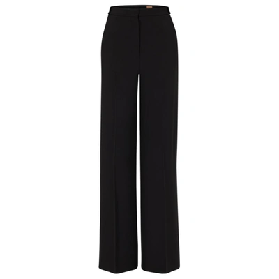 Hugo Boss Regular-fit Trousers With Flared Leg In Black