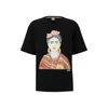 Hugo Boss Relaxed-fit Organic-cotton T-shirt With Frida Kahlo Graphic In Black