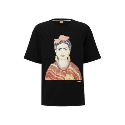Hugo Boss Boss Frida Kahlo Cotton Graphic T-shirt In Black