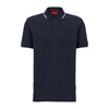 Hugo Boss Cotton-piqu Slim-fit Polo Shirt With Logo Label In Dark Blue