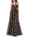 Alice And Olivia Saori Floral Princess Gown In Multi