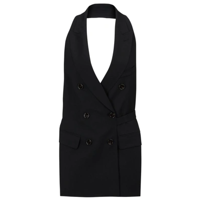 Hugo Boss Sleeveless Regular-fit Blazer In Virgin Wool With Open Back In Black