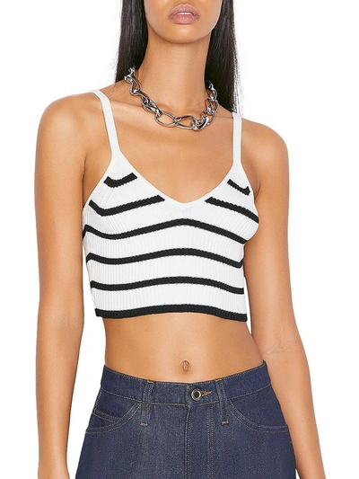 Frame Womens Stripe C-neck Cropped In White