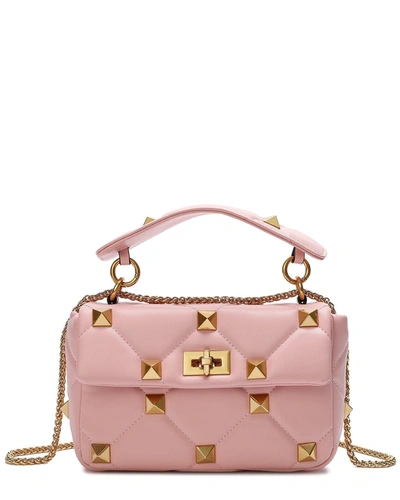 Tiffany & Fred Studded Sheepskin Leather Shoulder Bag In Pink