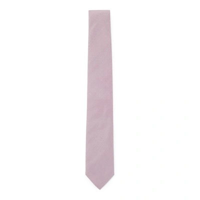 Hugo Boss Pure-silk Tie With Jacquard-woven Micro Pattern In Pink