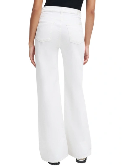 7 For All Mankind Womens Distressed High Rise Wide Leg Jeans In White
