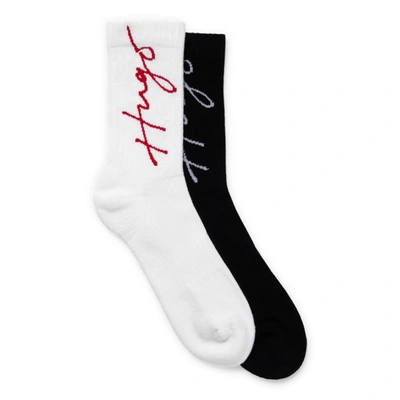 HUGO TWO-PACK OF RIBBED SHORT SOCKS WITH STACKED LOGO