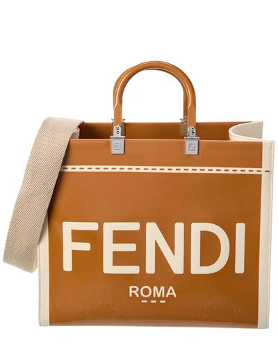 Fendi Coated Canvas  Sunshine Tote Bag In Brown