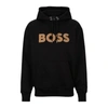 Hugo Boss Organic-cotton Oversize-fit Hoodie With Logo Appliqu In Black