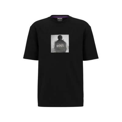 Hugo Boss Boss X Khaby Oversized-fit T-shirt In Cotton With Lenticular Artwork In Black
