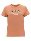 Apc Flocked-logo Cotton T-shirt In Pink