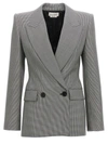 Alexander Mcqueen Houndstooth Print Blazer Jacket In White/black