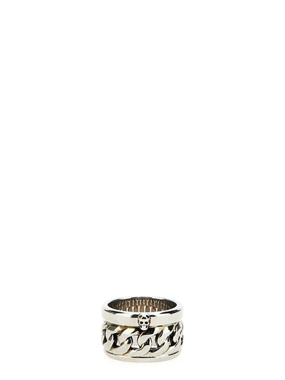 Alexander Mcqueen Chain-motif Band Ring In Multicolor