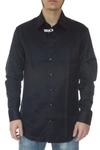 Armani Collezioni Emporio Armani Logo Long Sleeve Shirt Black In Blue