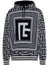 Balmain Maxi Monogram Scarf Hooded Sweater In White