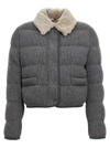 BRUNELLO CUCINELLI CASHMERE COLLARED DOWN JACKET CASUAL JACKETS, PARKA GRAY