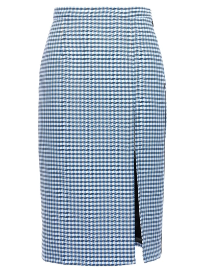 Marni Gingham Midi Skirt In Light Blue