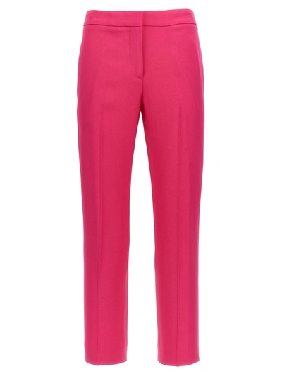 Alexander Mcqueen Fuchsia Cigarette Pants With Welt Pocket In Viscose Blend Woman In Multicolor