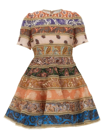 Zimmermann Devi Spliced Mini Dress In Multicolor