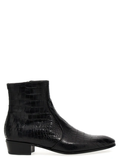 Lidfort Lusiana Crocodile-effect Boots In Black